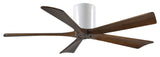 Irene-5 52" Hugger Ceiling Fan, White With Walnut Blades