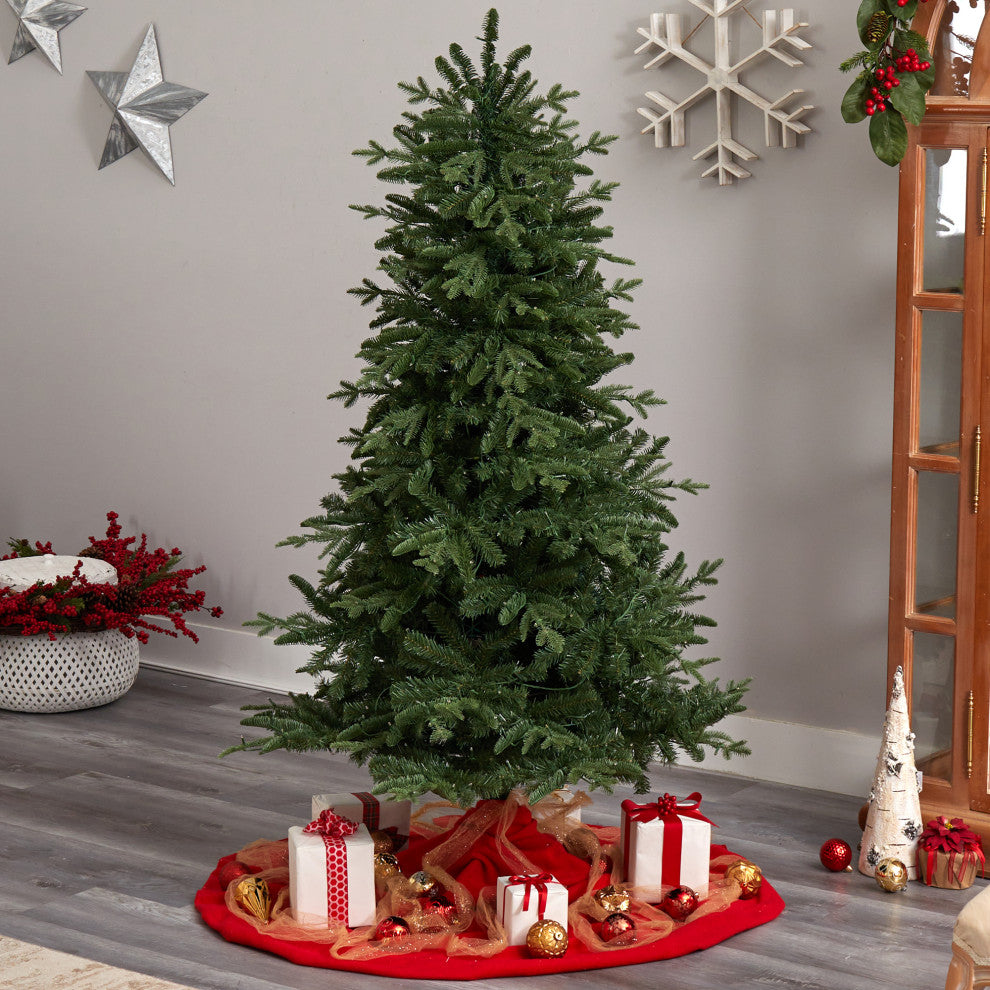 6' Montreal Spruce Faux Xmas Tree W/ 450 White Lights & 1029 Bendable Branches