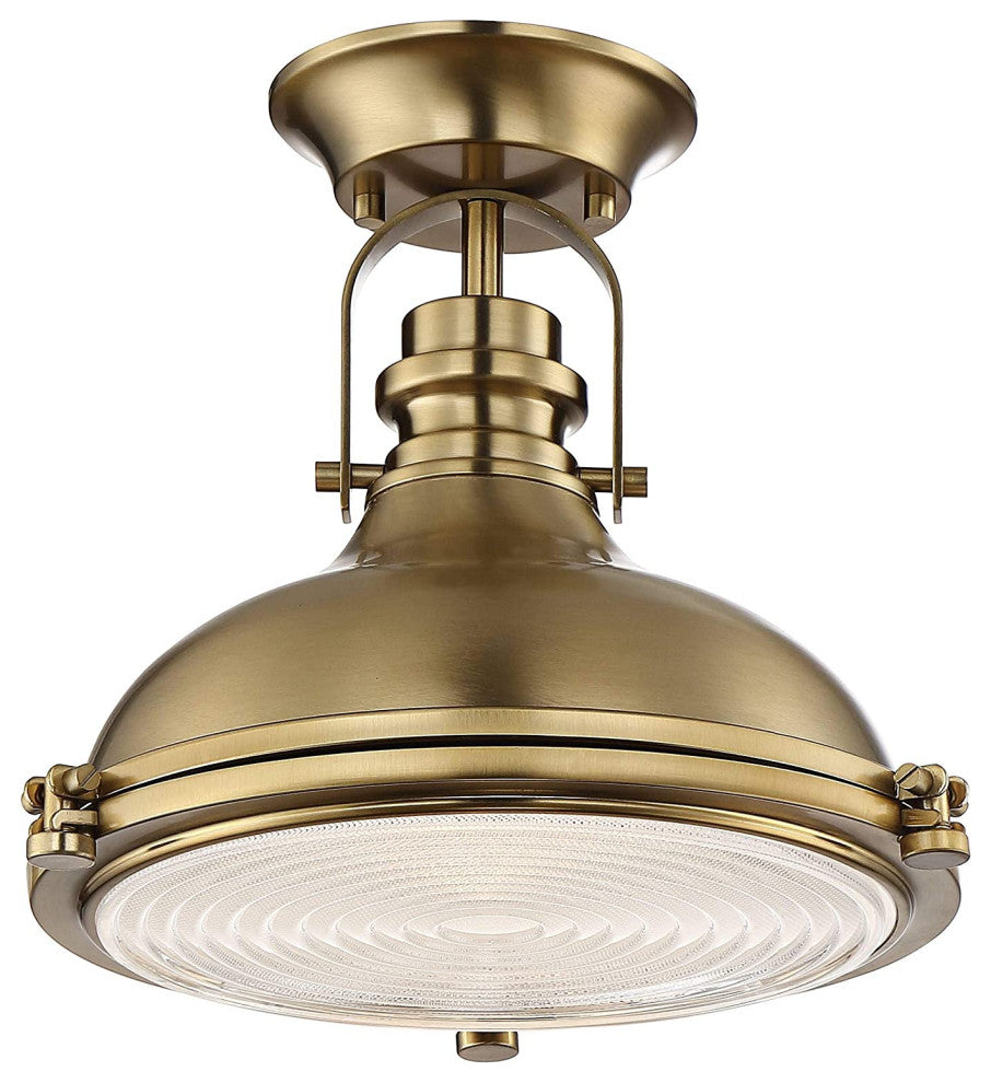 Industrial Ceiling Light Dome Antique Glass Semi Flush Mount Ceiling Lamp