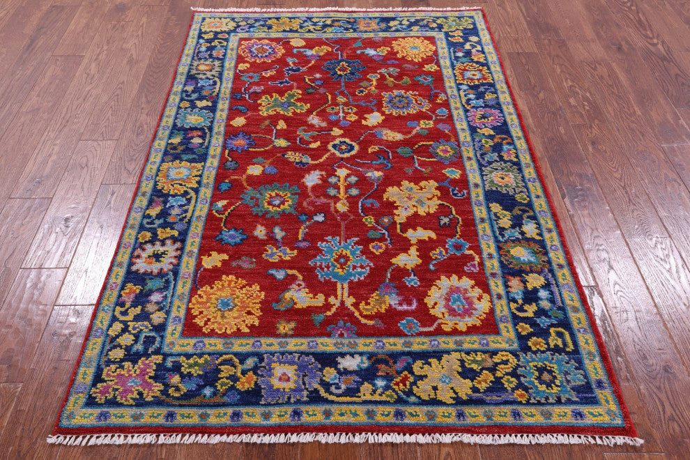 Turkish Oushak Handmade Wool Rug 4' 1" X 6' 5" - Q15930