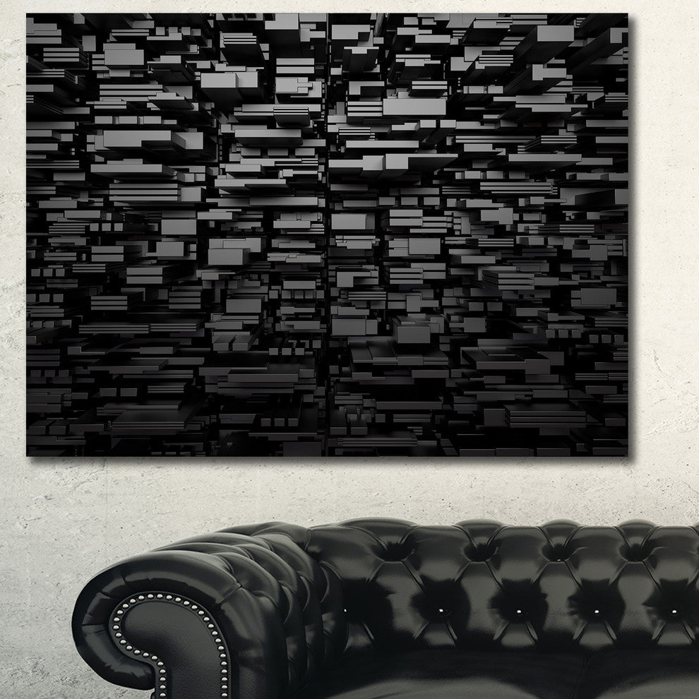 Black 3D Geometric Background, Abstract Canvas Art Print, 40"x30"