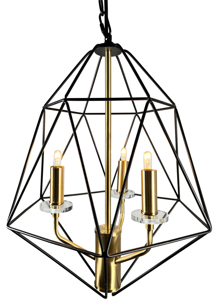 Amaite 3-Light Black and Gold Geometric Chandelier