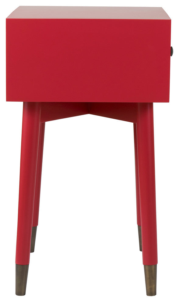 East at Main Weeks Brown Acacia Wood Square Accent Table, Red
