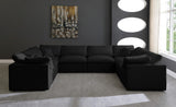 Plush Velvet / Down Standard Comfort 8-Piece U-Shaped Modular Sectional, Black