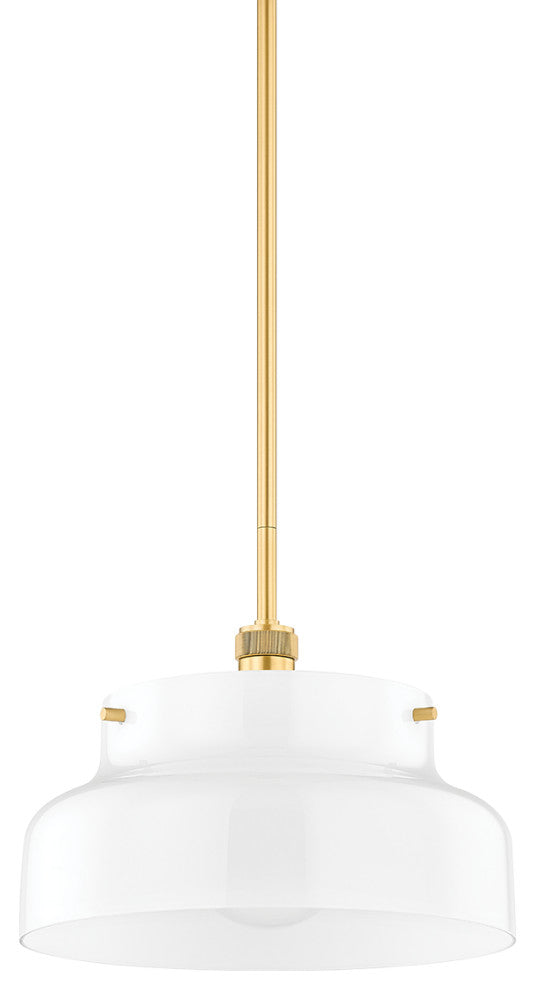 1 Light Pendant, Aged Brass