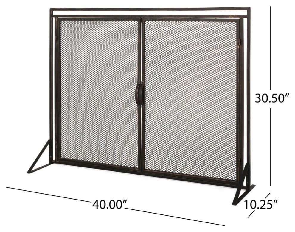 Samantha Iron Fireplace Screen, Black Brushed Gold