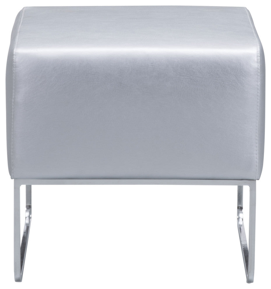 Plush Ottoman Silver