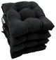 16" Solid Micro Suede Square Tufted Chair Cushions, Set of 4, Black