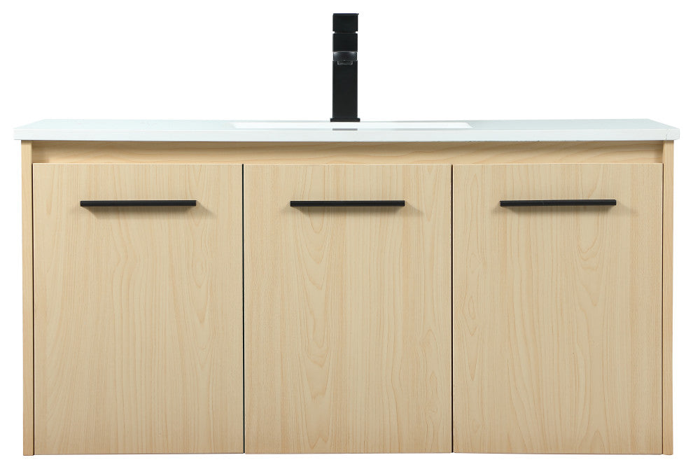 Phoebe Single Bathroom Vanity, Maple, 40", Without Backsplash
