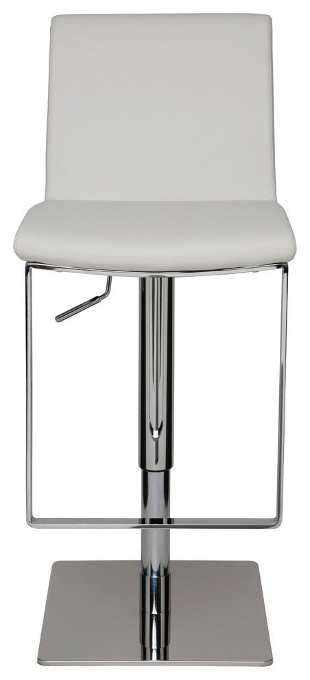 Lewis Polished Adjustable Bar Stool, Modern Barstool, Faux Leather, White