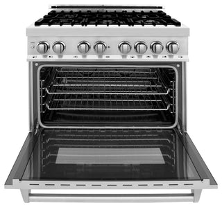 ZLINE 36" Dual Fuel Range With Griddle, Stainless Steel