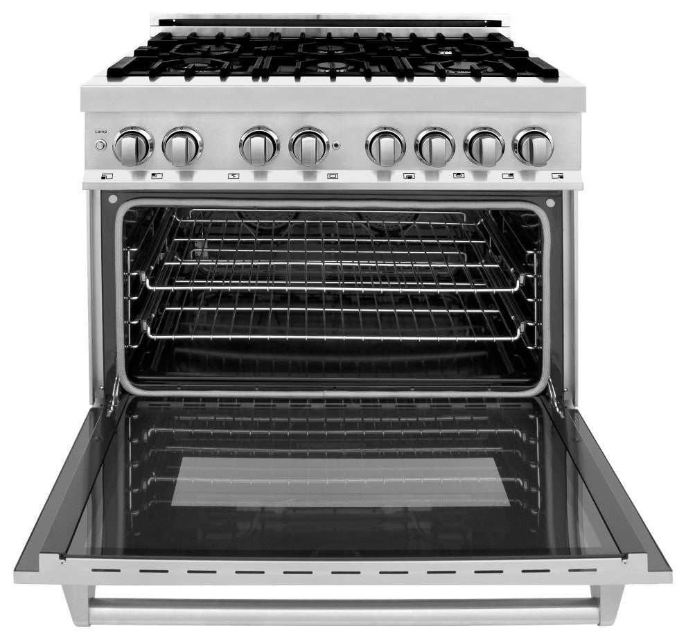 ZLINE 36" Dual Fuel Range With Griddle, Stainless Steel