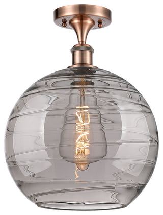 Deco Swirl 1-Light 12" Semi-Flush Mount Antique Copper