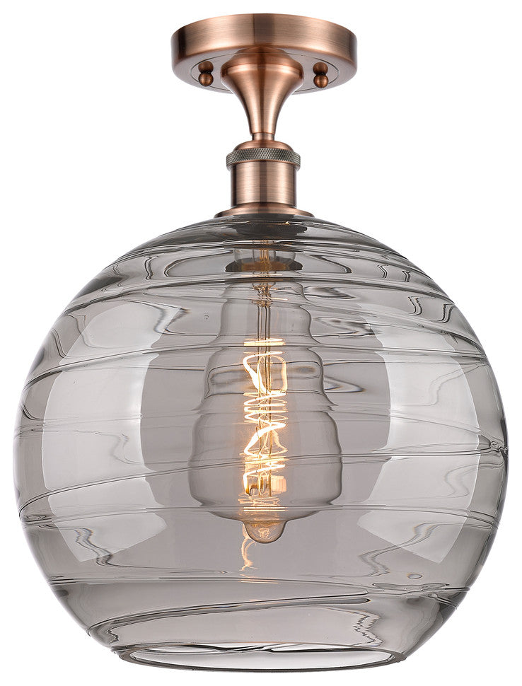 Deco Swirl 1-Light 12" Semi-Flush Mount Antique Copper