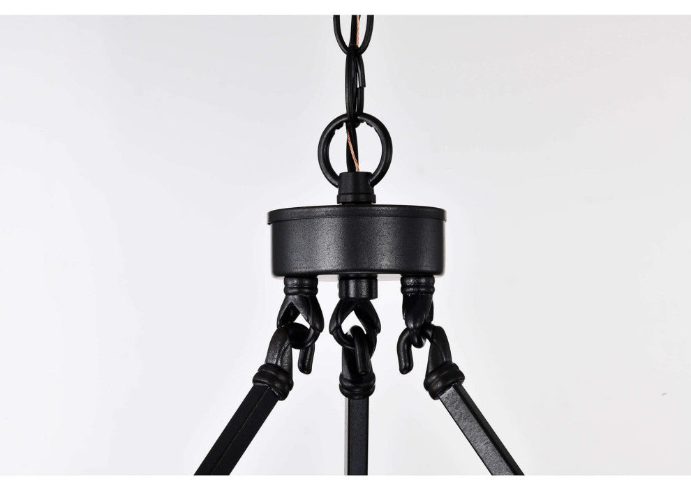 Clara Antique Black 9-light Round Wheel Chandelier