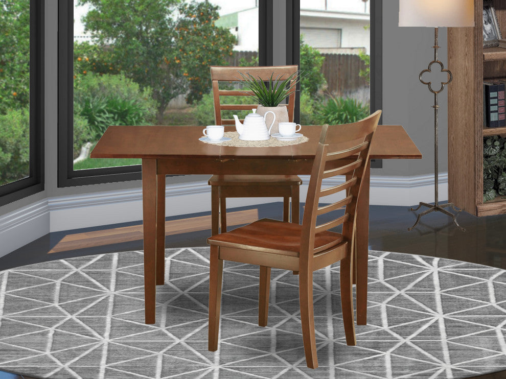 3 Pc Kitchen Dinette Set - Table With Leaf And 2 Kitchen Chairs
