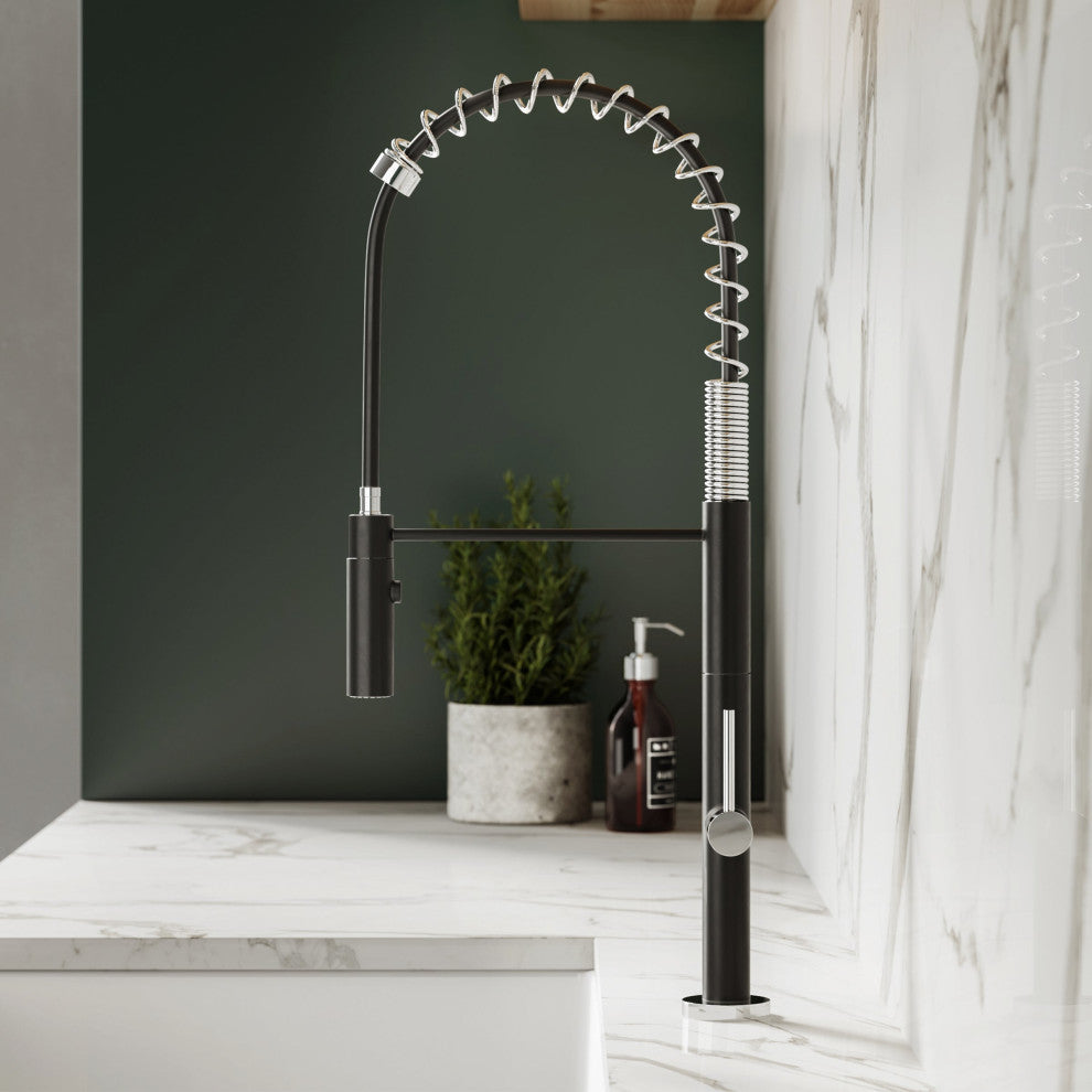 Chalet Single Handle, Pull-Down Kitchen Faucet, Brushed Nickel and Black