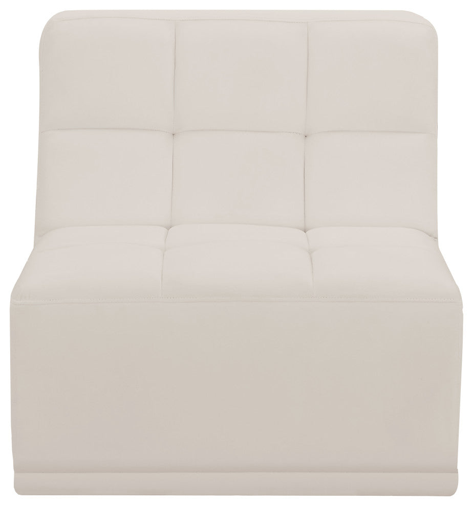 Relax Velvet Upholstered Armless Chair, Cream