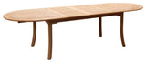13-Piece Outdoor Teak Dining Set: 117" Oval Table, 12 Hari Stacking Arm Chairs