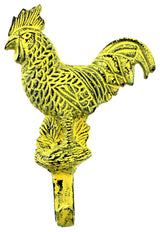 Rooster Hook in Yellow Distressed Finish (Set of 2)