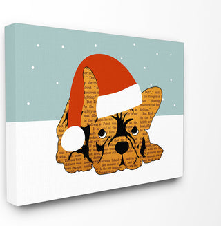 Puppy With Santa Hat Oversized Canvas, 24"x1.5"x30"