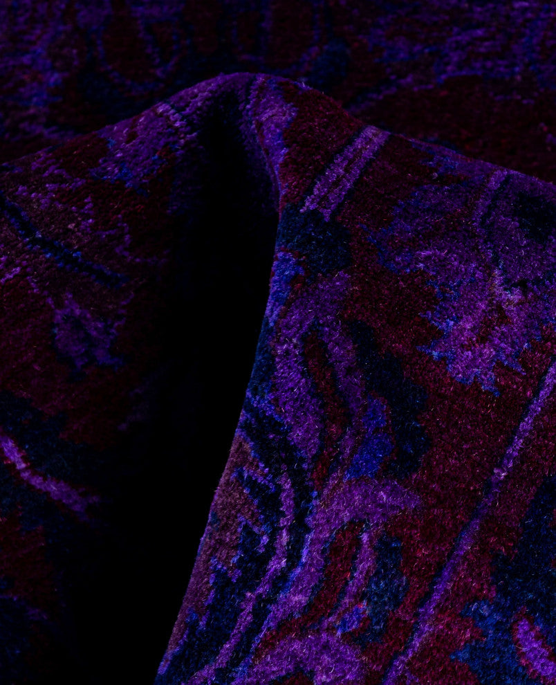Overdyed One-of-a-Kind Hand-Knotted Area Rug Purple, 3' 1" x 5' 2"