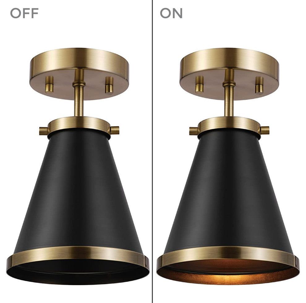 Matte Black industrial ceiling light Metal flushmount black light lamp