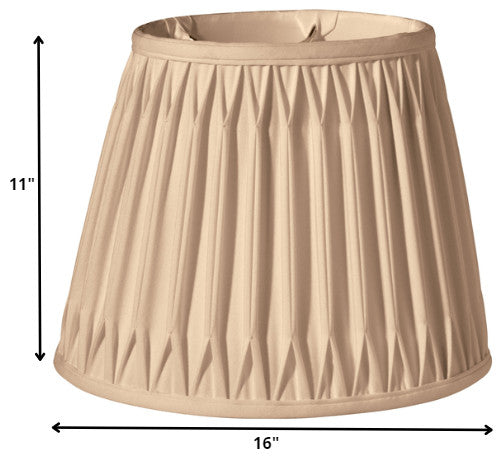 16" Vintage Gold Oval Smocked Pleat Paperback Shantung Lampshade