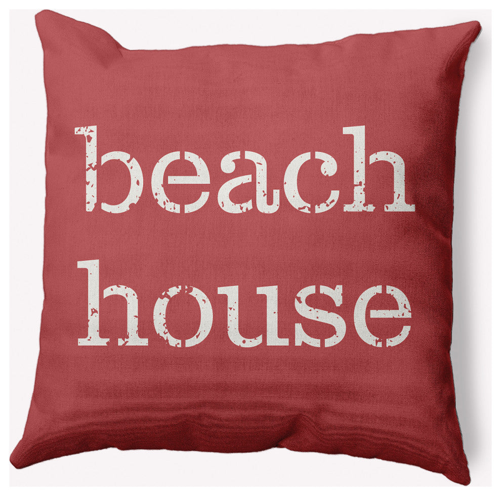 26x26" Beach House  Nautical Decorative Indoor Pillow, Ligonberry Red