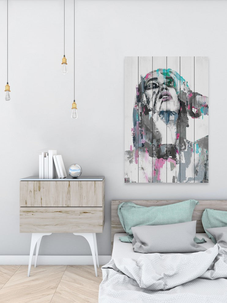 "Bewildered Beauty" Painting Print on White Wood, 8"x12"