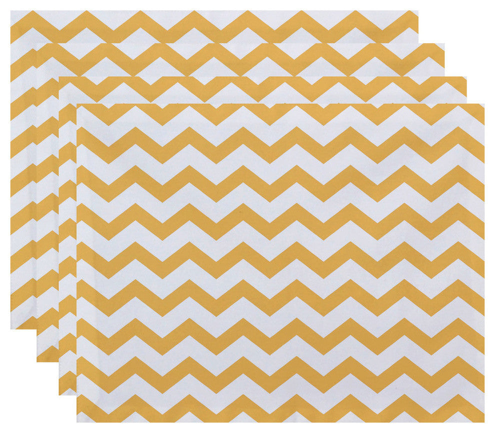 Chevron Decorative Placement, Yellow, Set of 4