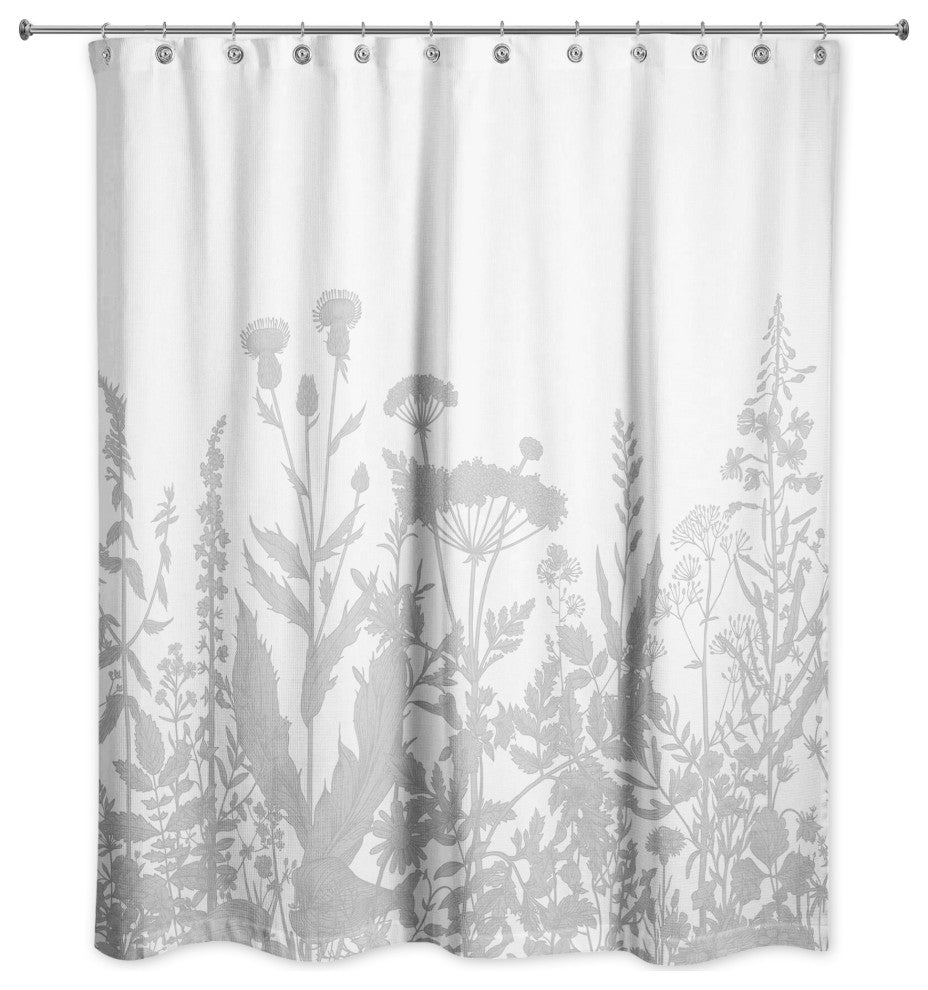 Light Gray Wildflowers 71x74 Shower Curtain