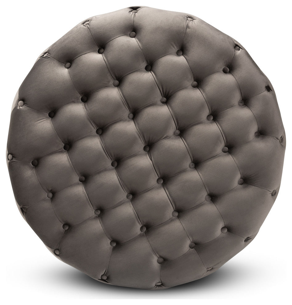 Alannah Glam Gray Velvet Ottoman