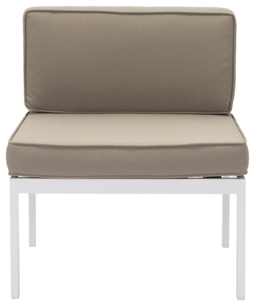Lounge Middle Chair, Set of 2, Aluminum, Metal, Taupe, White, Outdoor Patio