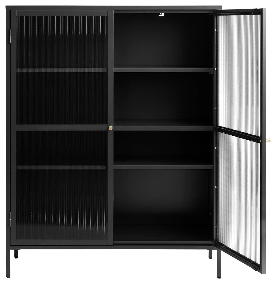 Metal & Glass 55" Display Cabinet, Black