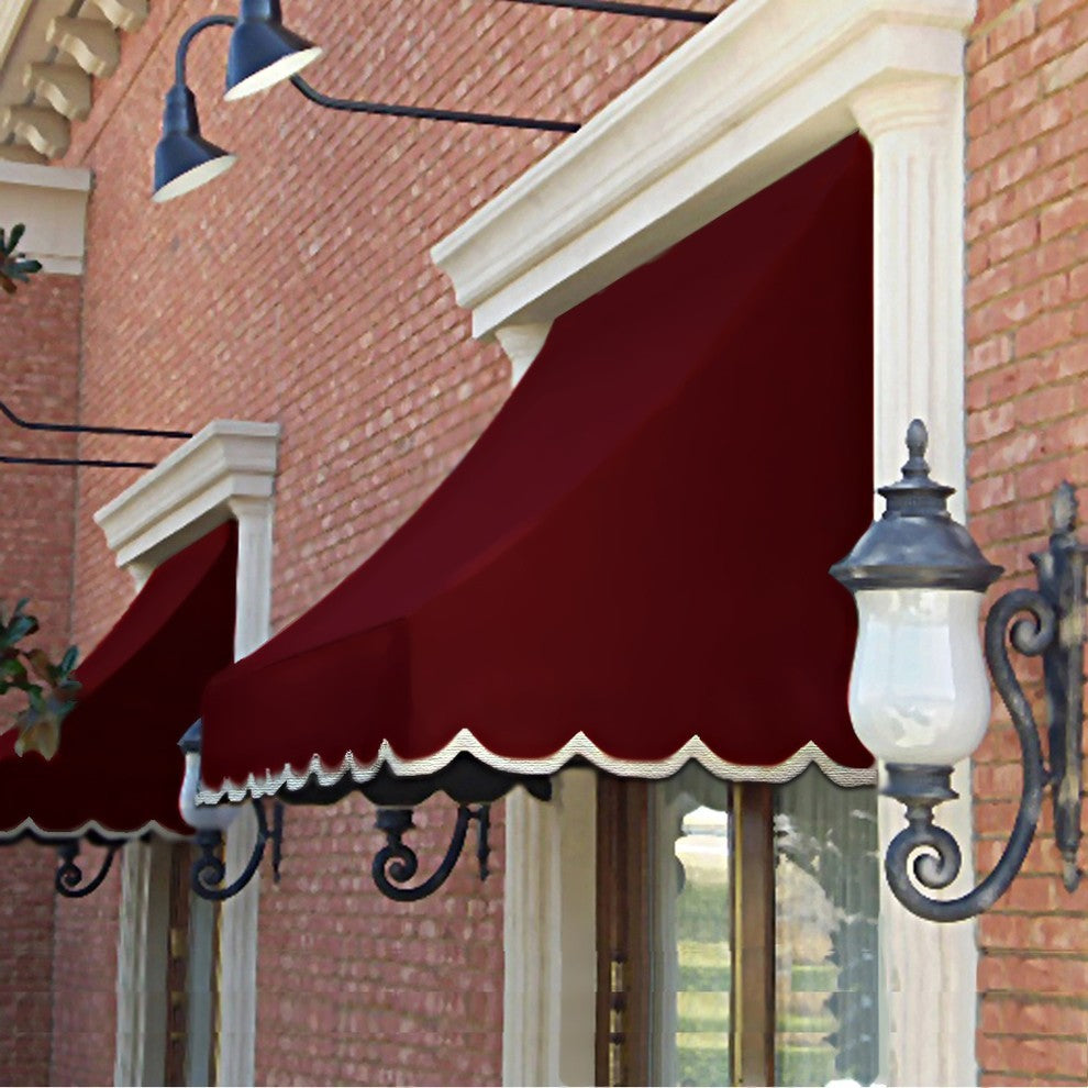 Awntech 5' Nantucket Acrylic Fabric Fixed Awning, Burgundy