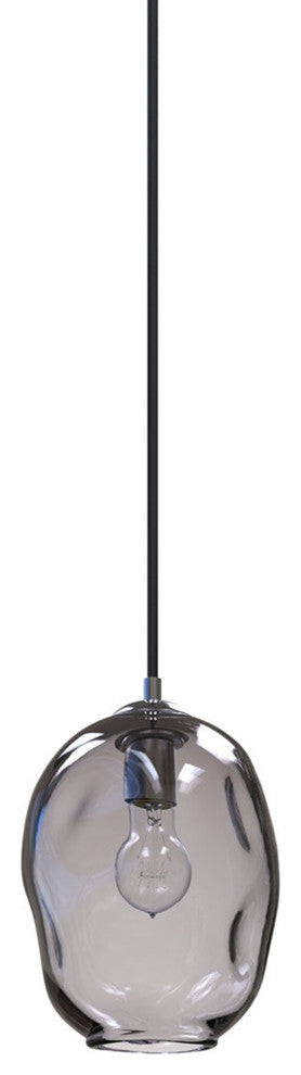 Contemporary Petra Hand Blown Pendant Lights, Smoke Gray, 8 X 10 Oblong, Oil Rub