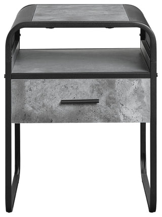 Square End Table With Drawer, Grey