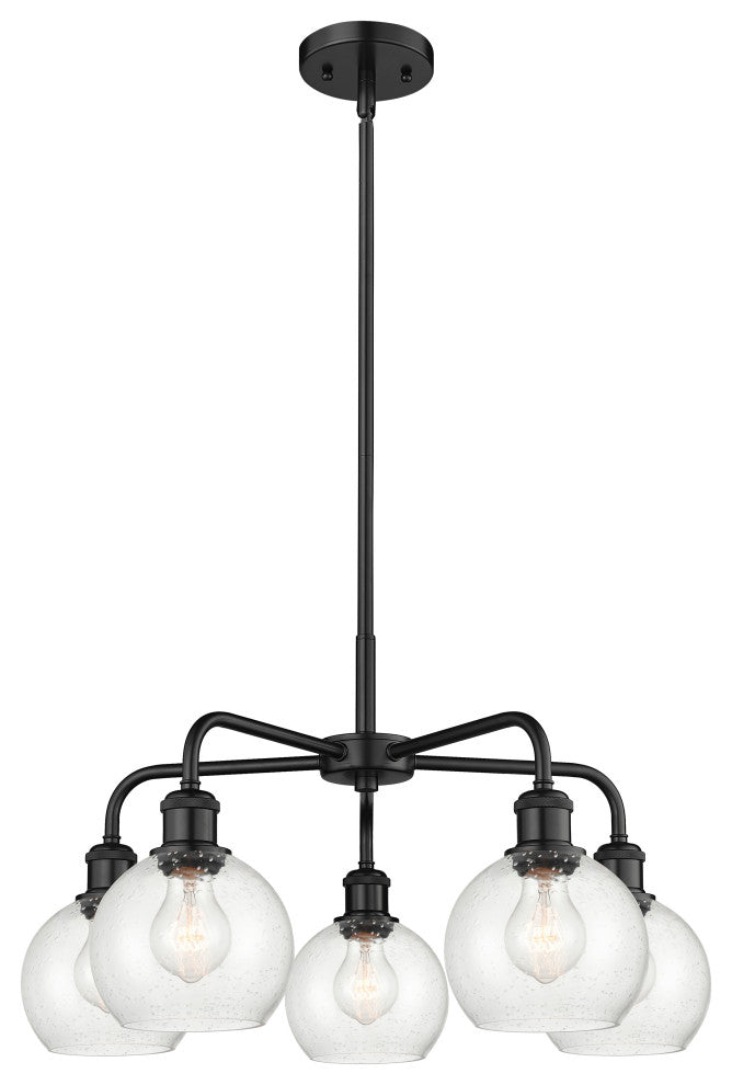 Athens 5-Light 24" Stem Chandelier, Matte Black, Seedy