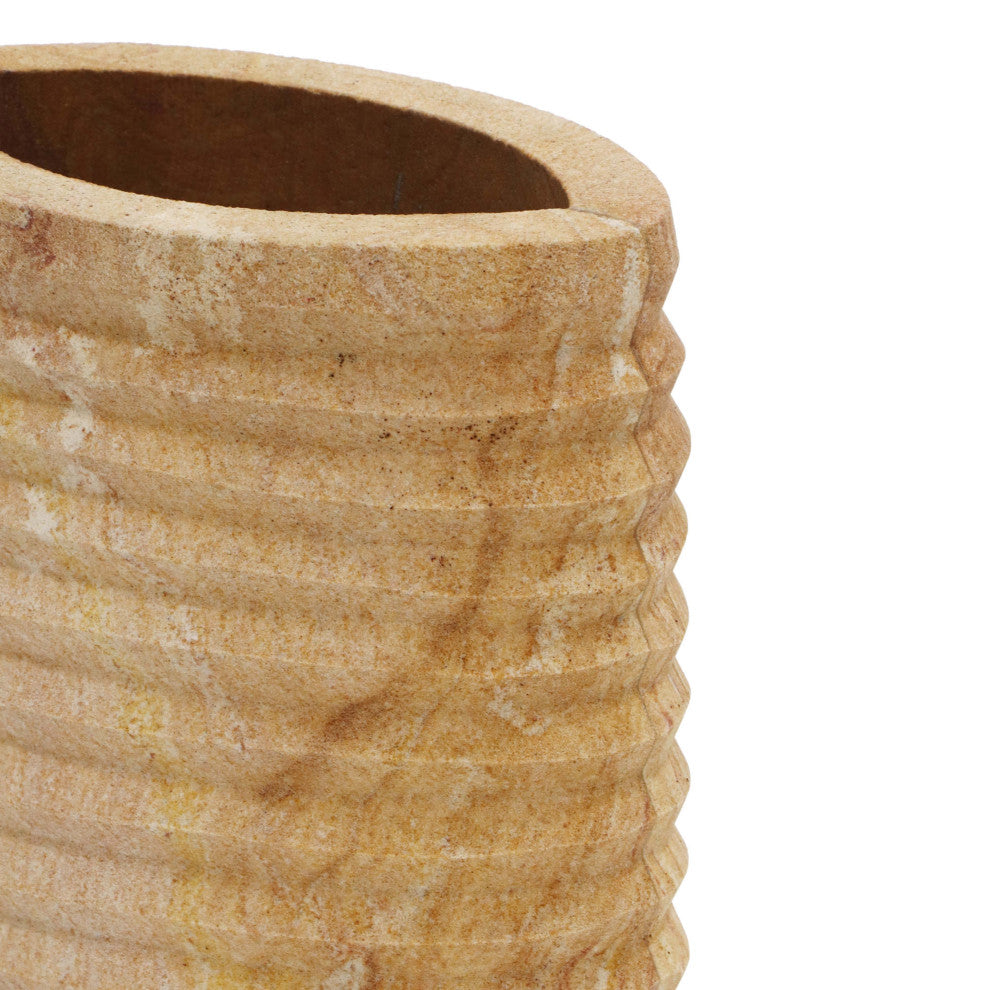 Saava Vase in Sandstone, Ribbed