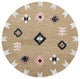 7" Round Taupe Boho Chic Motif Area Rug