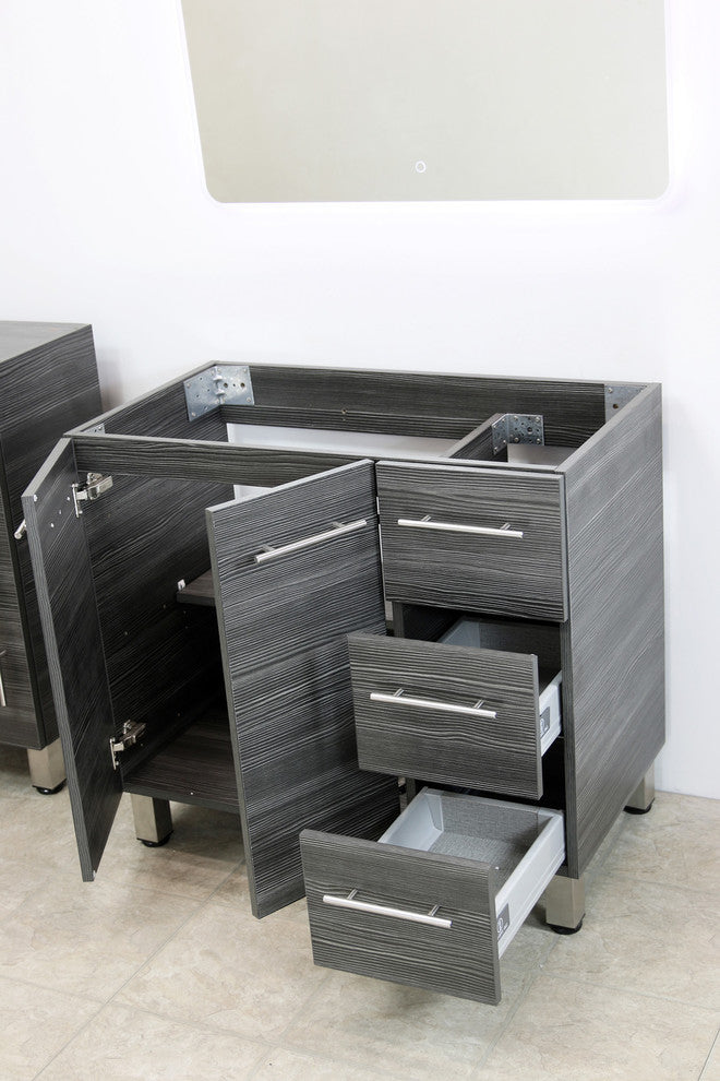 Windbay 48" Free Standing Vanity, Dark Grey, White Stone Flat Countertop
