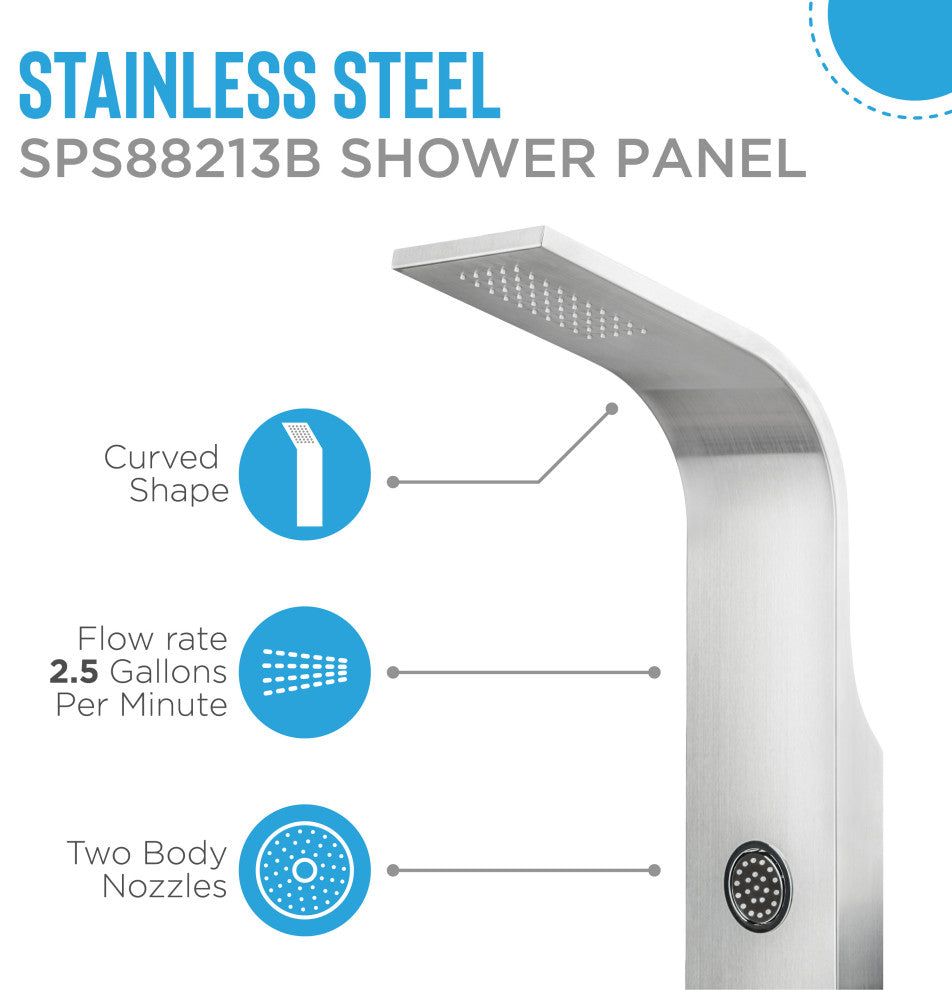 Blue Ocean 48" Stainless Steel SPS88213B Shower Panel