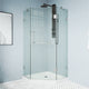 VIGO Piedmont Frameless Hinged Neo-Angle Shower Enclosure, Brushed Nickel, 40" D X 40" W, Low Base
