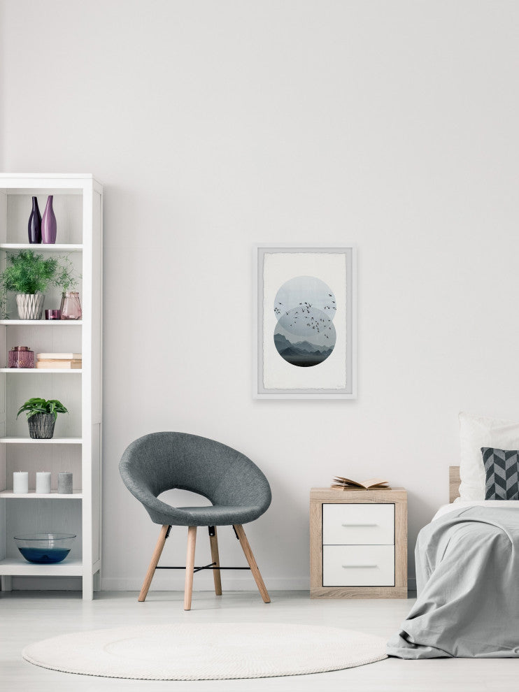 "Circle Birds" Framed Painting Print, 16"x24"