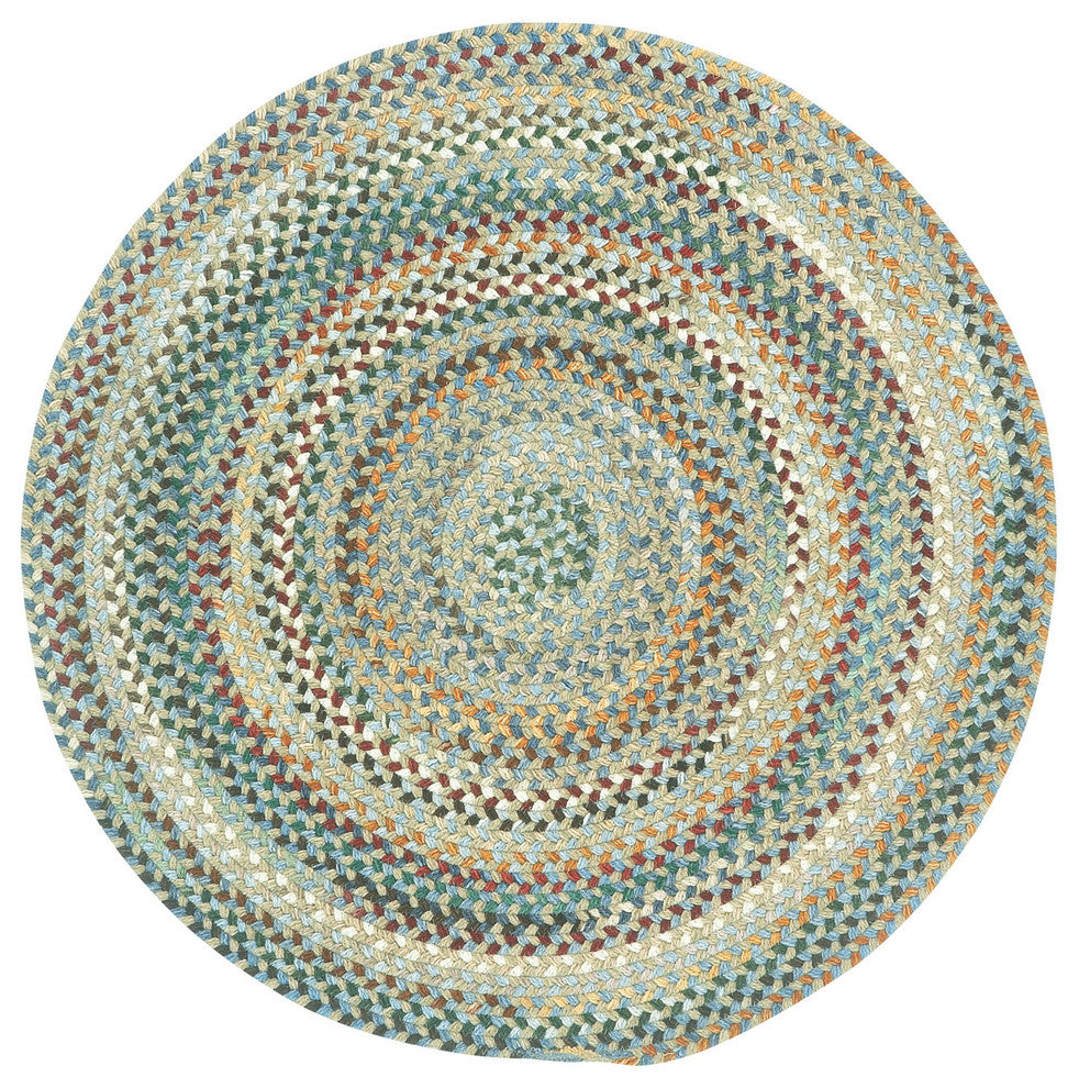 Sherwood Forest Braided Round Rug, Light Blue, 3'