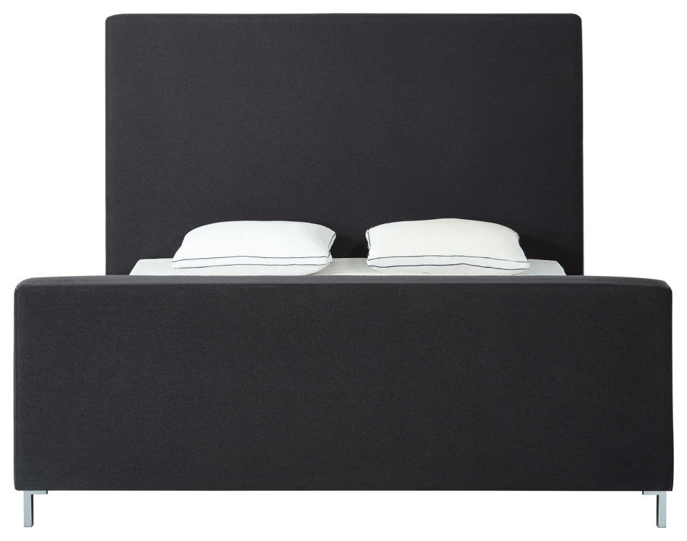Aberdeen Upholstered  Platform Bed, Charcoal Linen, Queen