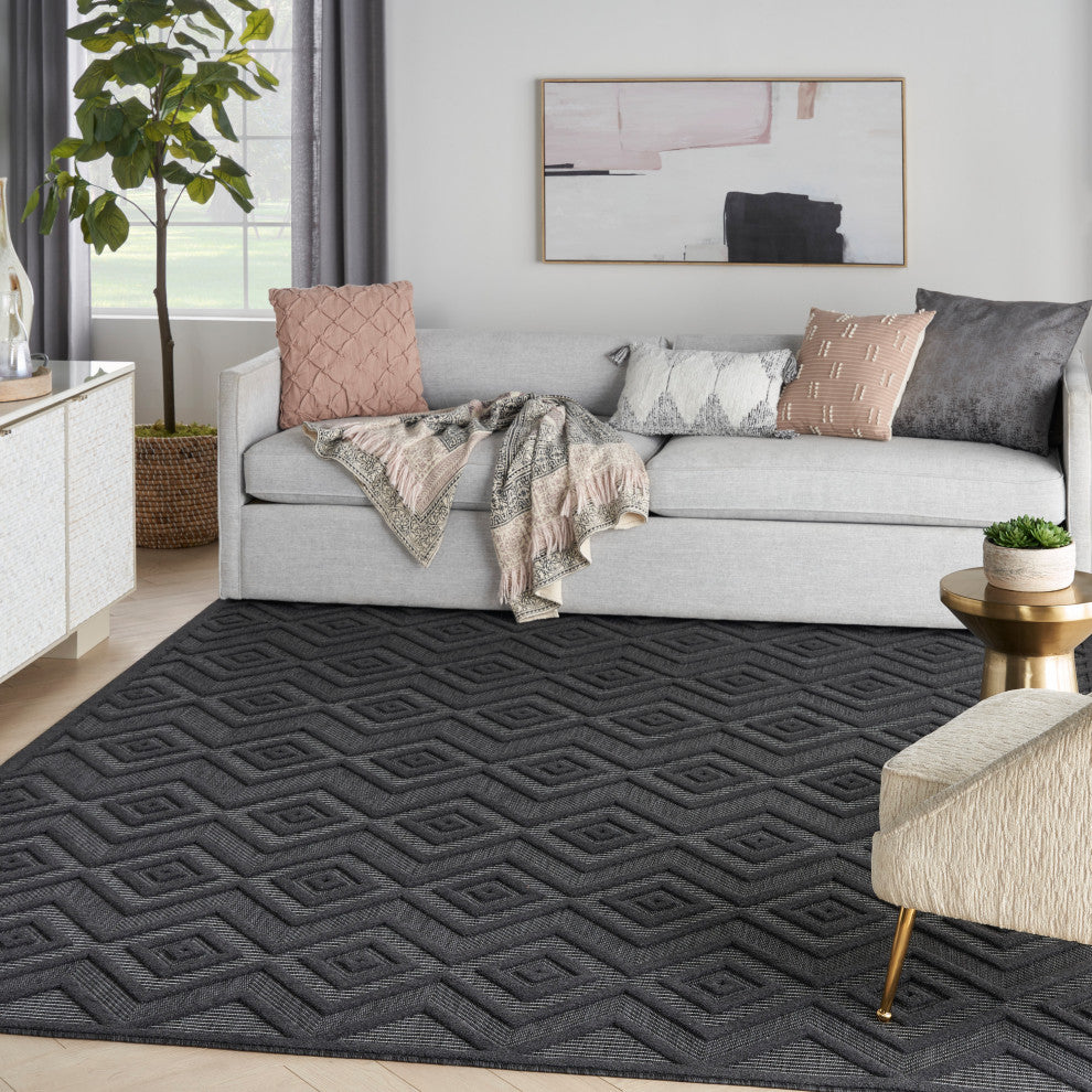 Nourison Versatile 7' x 10' Charcoal/Black Modern Area Rug