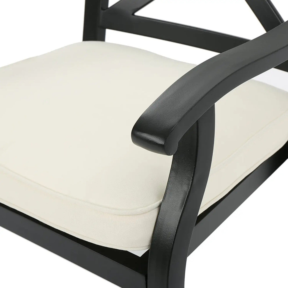 2 Pack Patio Dining Chairs with X-Shaped Back and Water Resistant Cushions