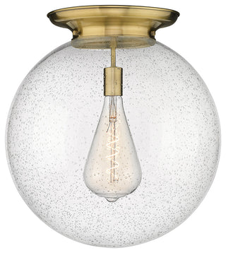 Beacon 1 Light 18" Flush Mount, Antique Brass, Seedy Glass